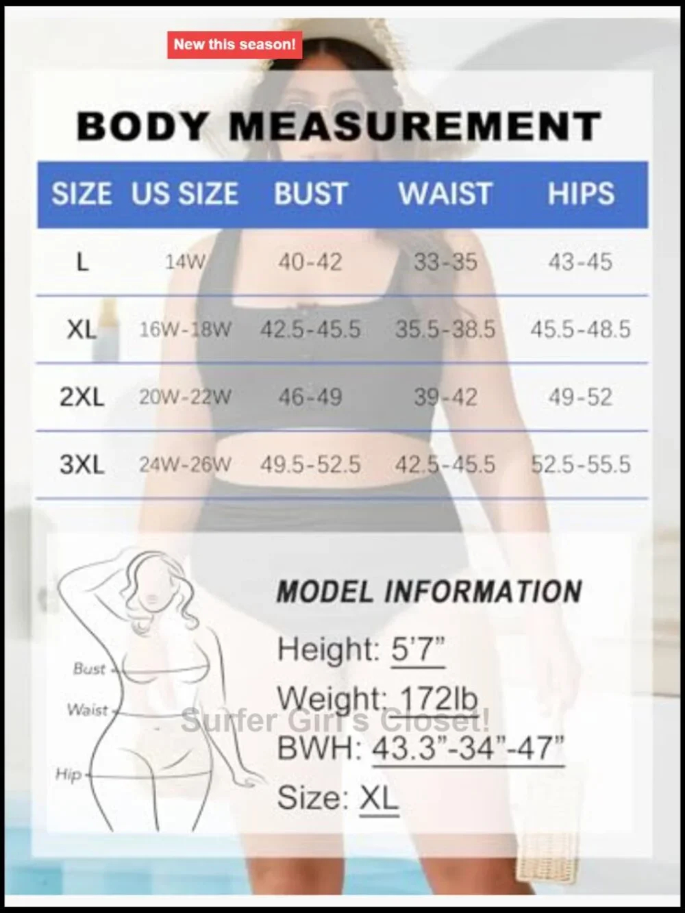 Plus Size High Waist Bikini Set Two Piece Tummy Control Swimsuit